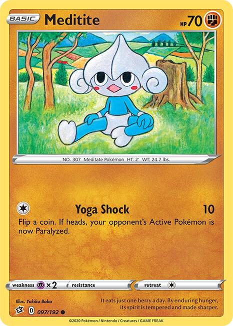 Pokemon - Rebel Clash - Meditite - 097/192 - Reverse Holofoil
