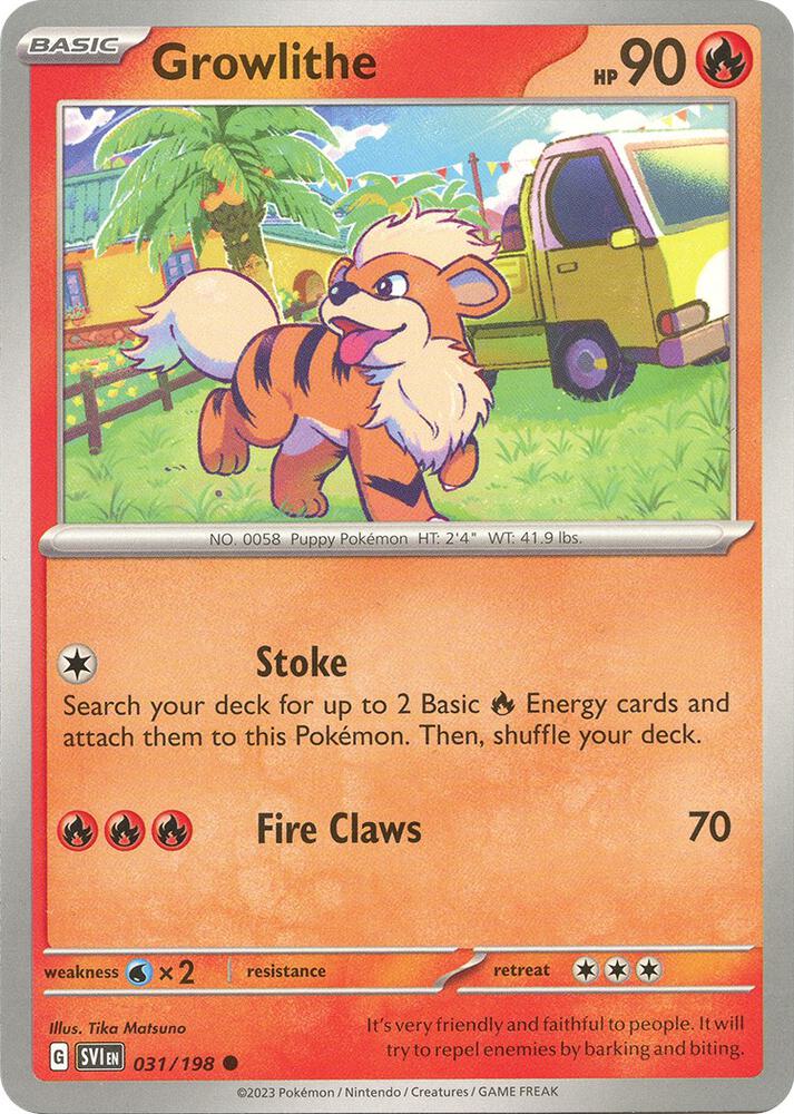 Pokemon - Scarlet & Violet - Growlithe - 031/198 - Reverse Holofoil