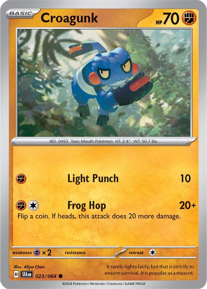 Pokemon - Shrouded Fable - Croagunk - 023/064 - Reverse Holofoil