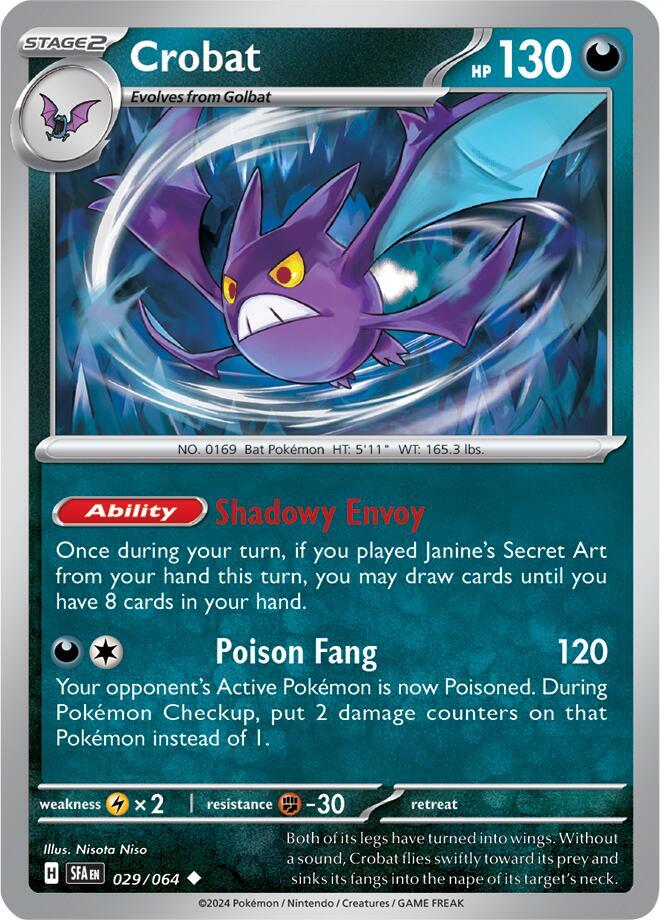 Pokemon - Shrouded Fable - Crobat - 029/064 - Reverse Holofoil
