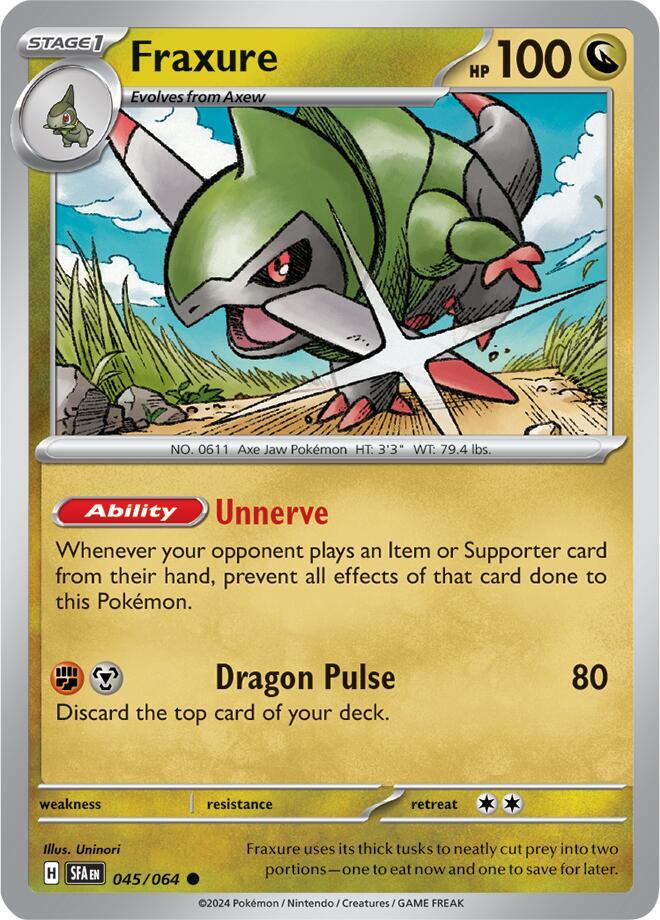 Pokemon - Shrouded Fable - Fraxure - 045/064 - Reverse Holofoil