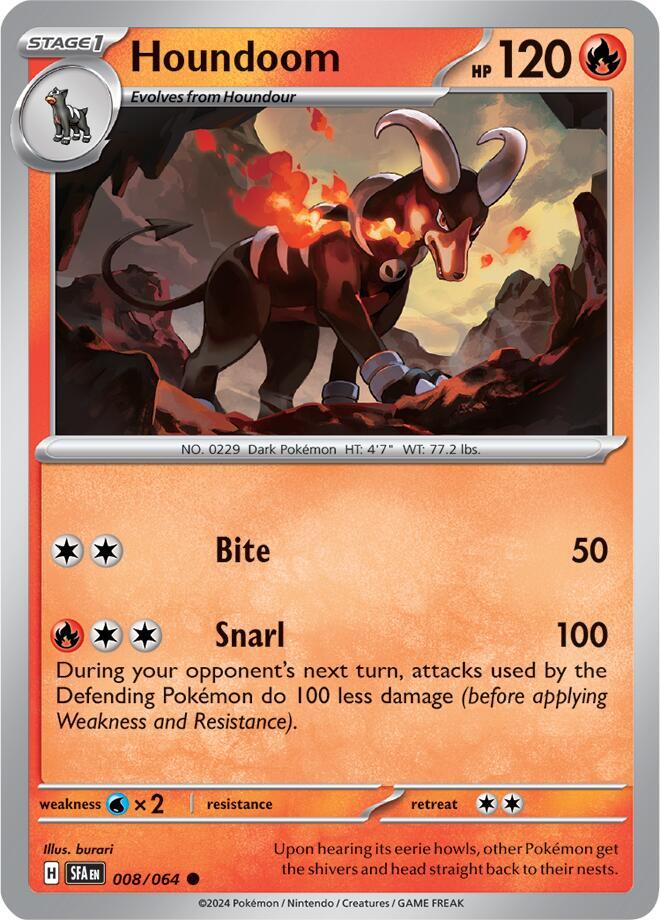 Pokemon - Shrouded Fable - Houndoom - 008/064 - Reverse Holofoil