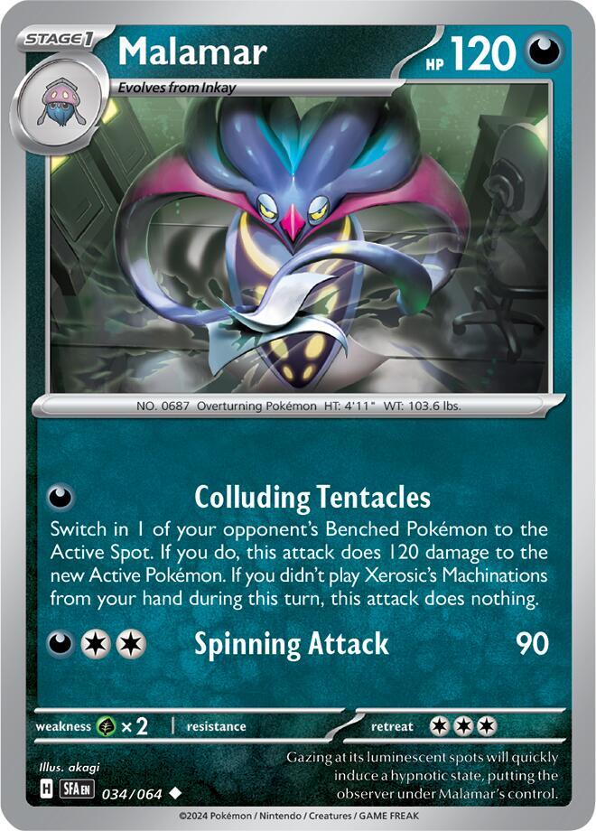 Pokemon - Shrouded Fable - Malamar - 034/064 - Reverse Holofoil