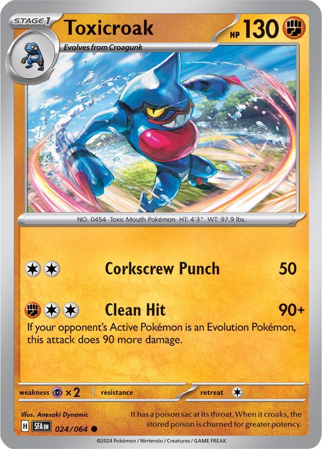 Pokemon - Shrouded Fable - Toxicroak - 024/064 - Reverse Holofoil