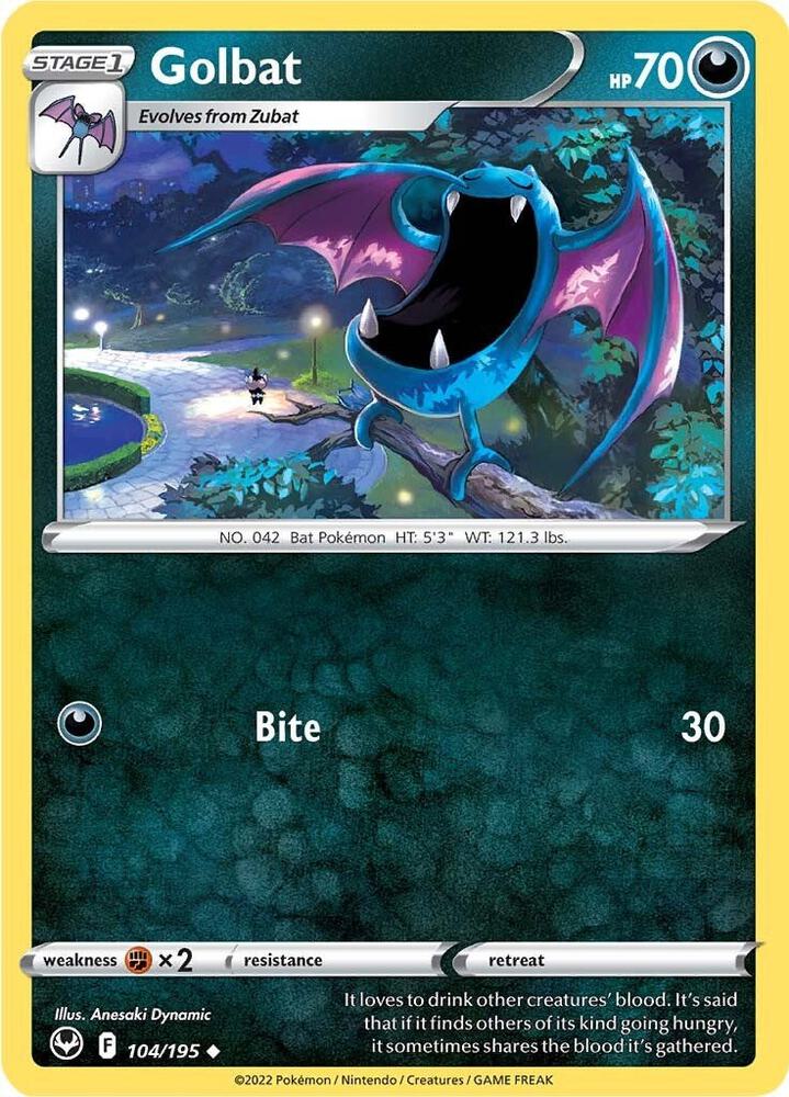 Pokemon - Silver Tempest - Golbat - 104/195 - Reverse Holofoil