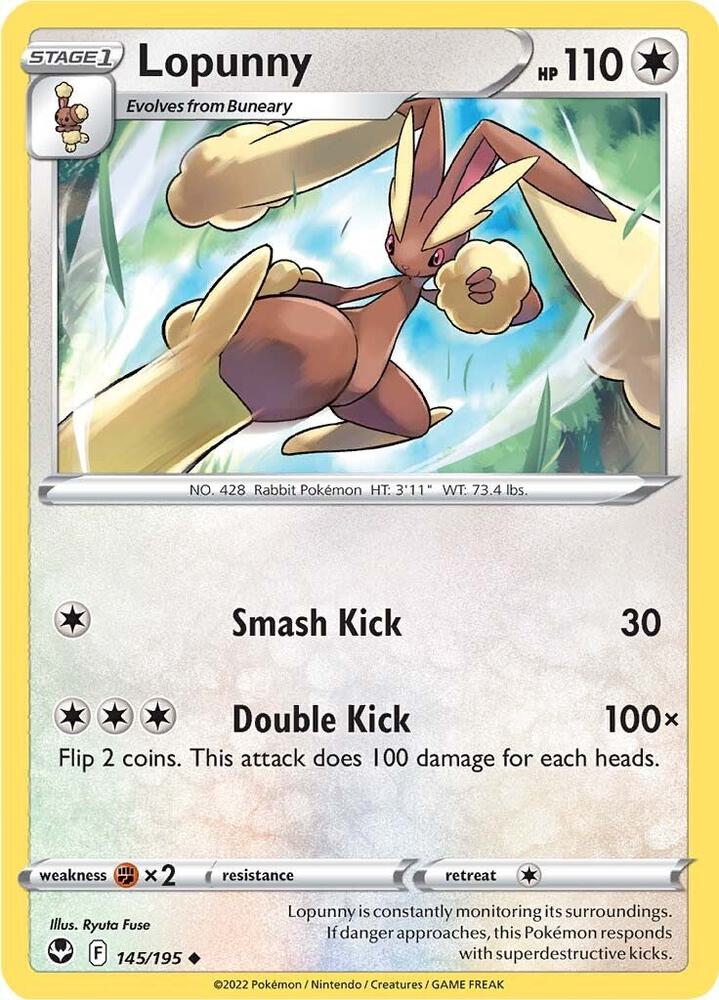 Pokemon - Silver Tempest - Lopunny - 145/195 - Reverse Holofoil
