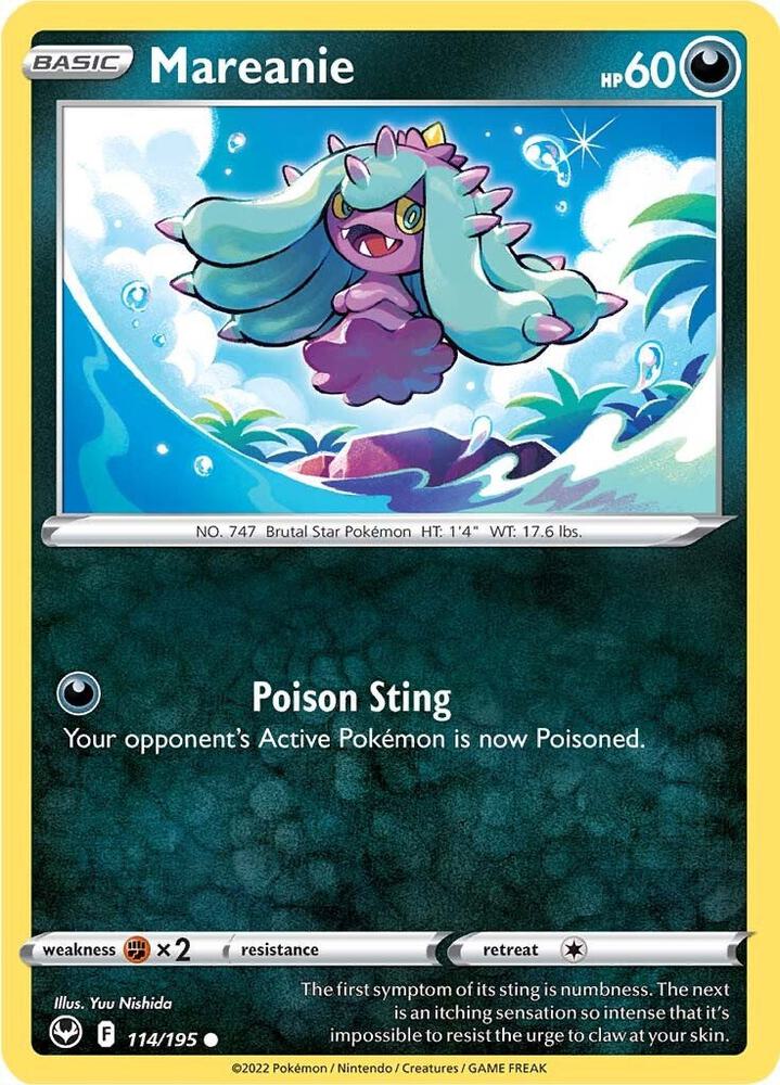 Pokemon - Silver Tempest - Mareanie - 114/195 - Reverse Holofoil