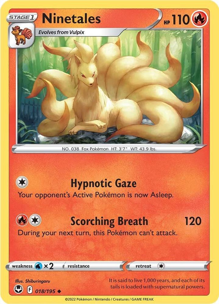 Pokemon - Silver Tempest - Ninetales - 018/195 - Reverse Holofoil