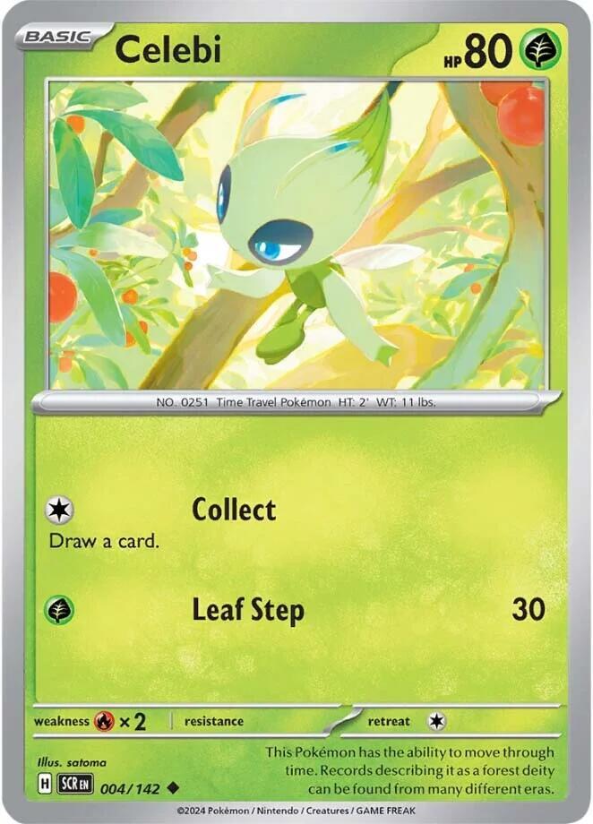 Pokemon - Stellar Crown - Celebi - 004/142 - Reverse Holofoil