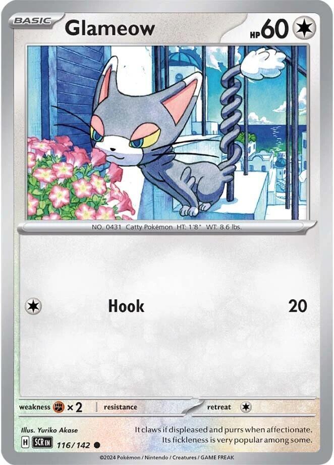 Pokemon - Stellar Crown - Glameow - 116/142 - Reverse Holofoil