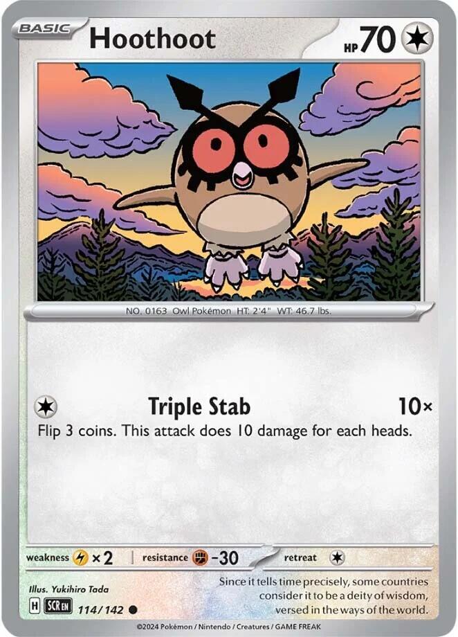 Pokemon - Stellar Crown - Hoothoot - 114/142 - Reverse Holofoil