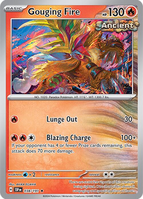 Pokemon - Surging Sparks - Gouging Fire - 038/191 - Reverse Holofoil