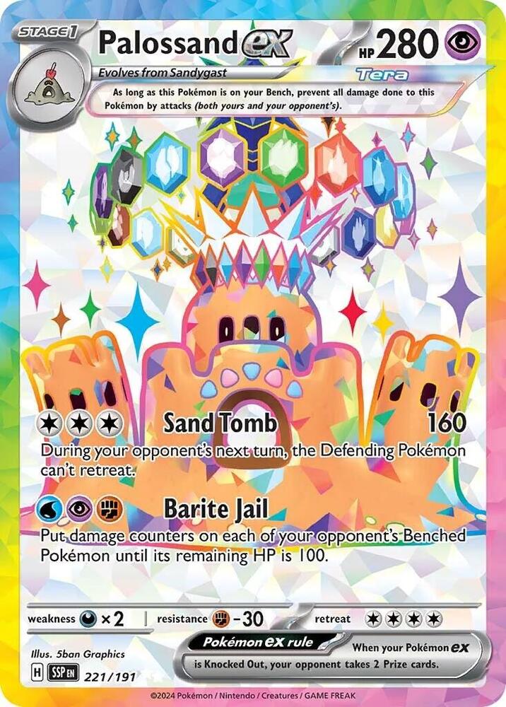 Pokemon - Surging Sparks - Palossand ex - 221/191 - Holofoil