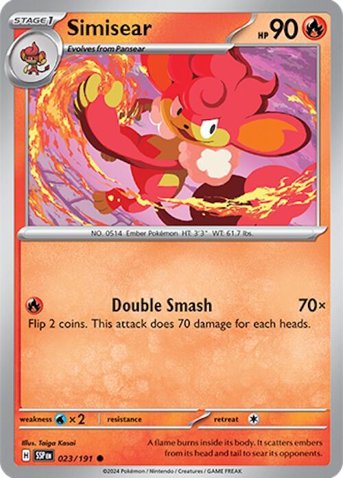 Pokemon - Surging Sparks - Simisear - 023/191 - Reverse Holofoil