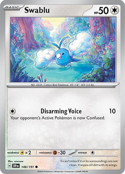 Pokemon - Surging Sparks - Swablu - 148/191 - Reverse Holofoil