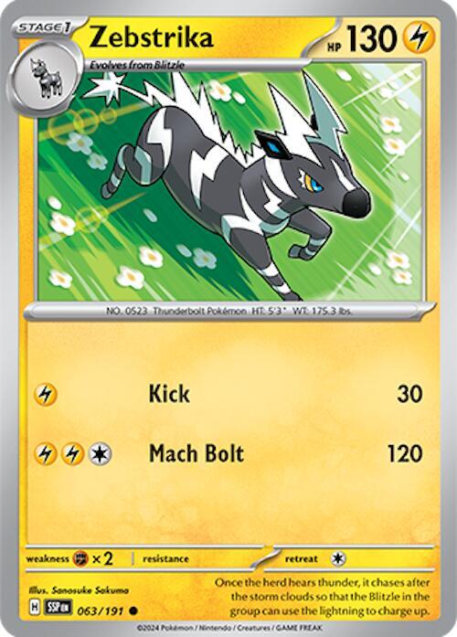 Pokemon - Surging Sparks - Zebstrika - 063/191