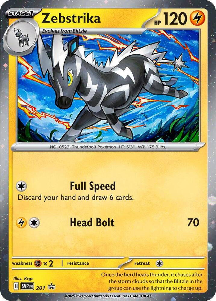 Pokemon - S&V - Black Star Promo - Zebstrika - 201 - Cosmos Holo