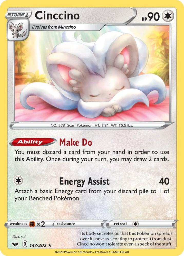 Pokemon - Sword & Shield - Cinccino - 147/202 - Reverse Holofoil