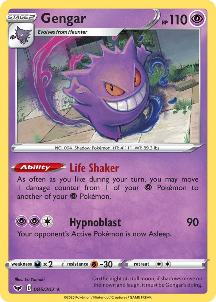 Pokemon - Sword & Shield - Gengar - 085/202 - Reverse Holofoil
