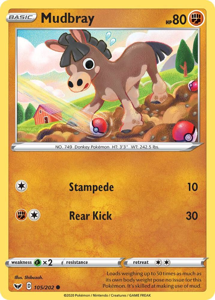 Pokemon - Sword & Shield - Mudbray - 105/202 - Reverse Holofoil