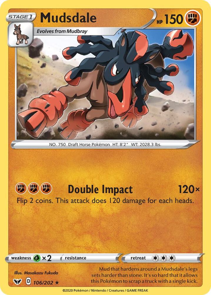 Pokemon - Sword & Shield - Mudsdale - 106/202 - Reverse Holofoil