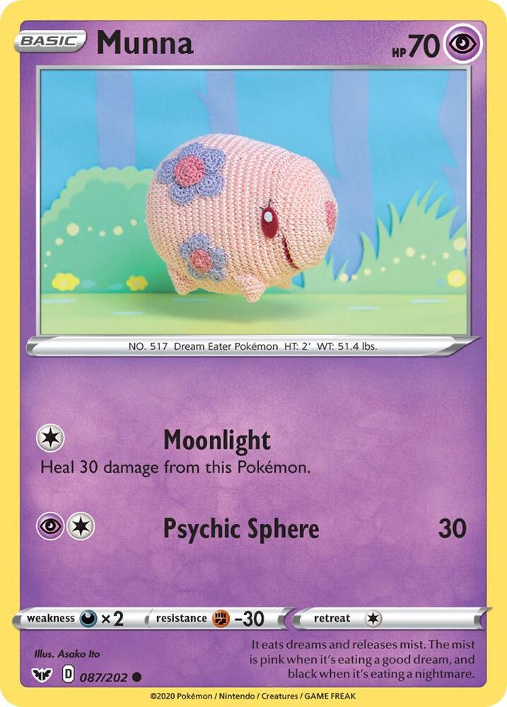 Pokemon - Sword & Shield - Munna - 087/202 - Reverse Holofoil