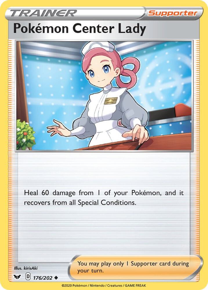 Pokemon - Sword & Shield - Pokemon Center Lady - 176/202 - Reverse Holofoil