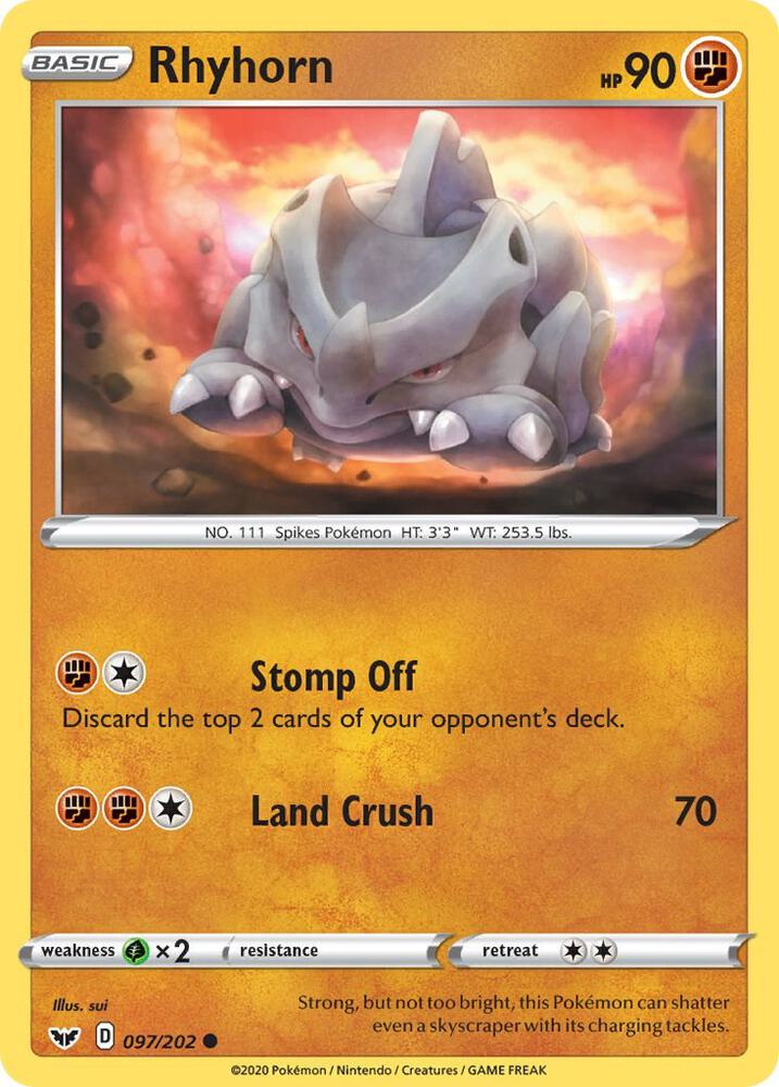 Pokemon - Sword & Shield - Rhyhorn - 097/202