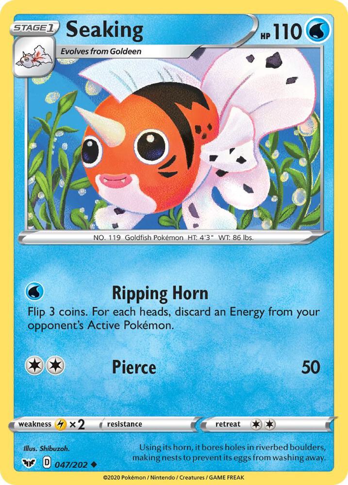 Pokemon - Sword & Shield - Seaking - 047/202 - Reverse Holofoil