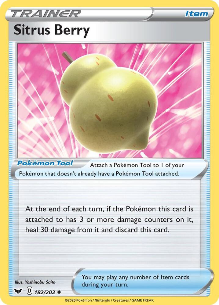 Pokemon - Sword & Shield - Sitrus Berry - 182/202 - Reverse Holofoil