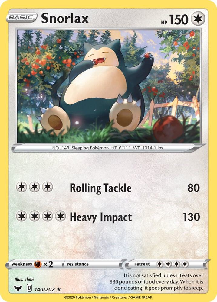 Pokemon - Sword & Shield - Snorlax - 140/202 - Reverse Holofoil