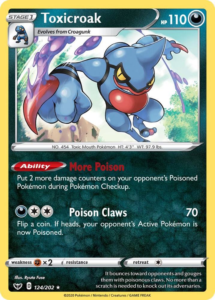 Pokemon - Sword & Shield - Toxicroak - 124/202 - Reverse Holofoil