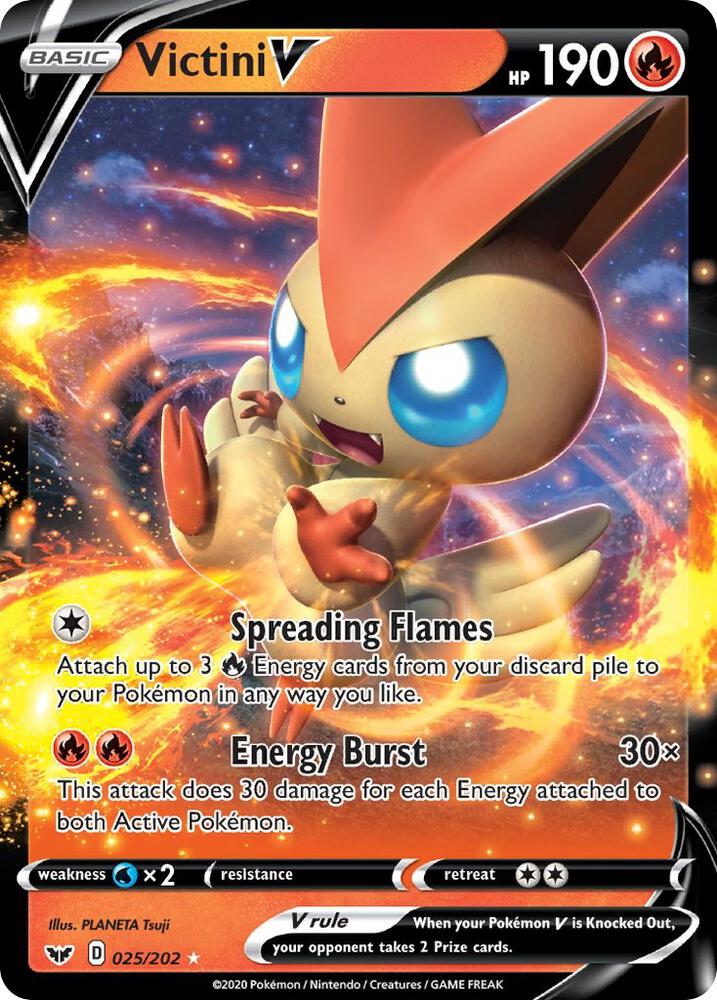 Pokemon - Sword & Shield - Victini V - 025/202 - Holofoil