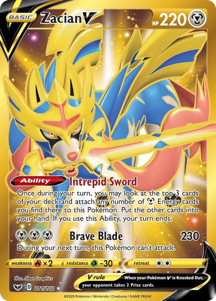 Pokemon - Sword & Shield - Zacian V - 211/202 - Holofoil