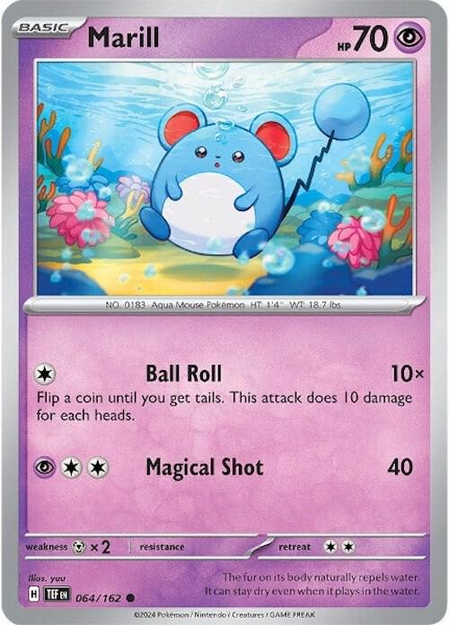 Pokemon - Temporal Forces - Marill - 064/162 - Reverse Holofoil