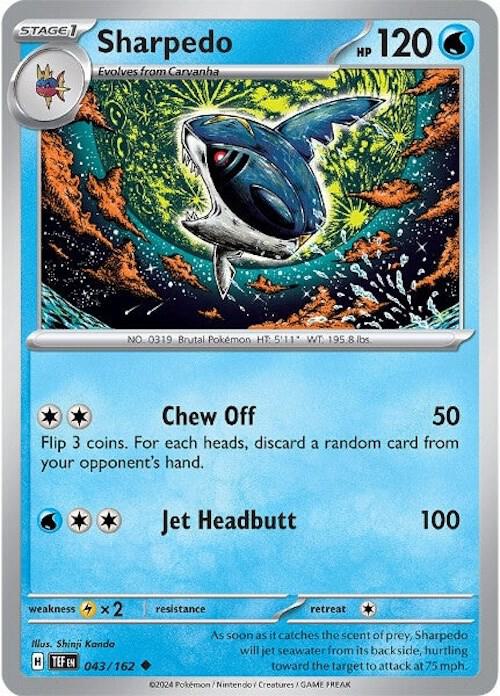 Pokemon - Temporal Forces - Sharpedo - 043/162 - Reverse Holofoil