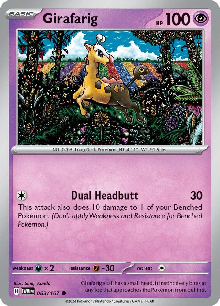 Pokemon - Twilight Masquerade - Girafarig - 083/167 - Reverse Holofoil