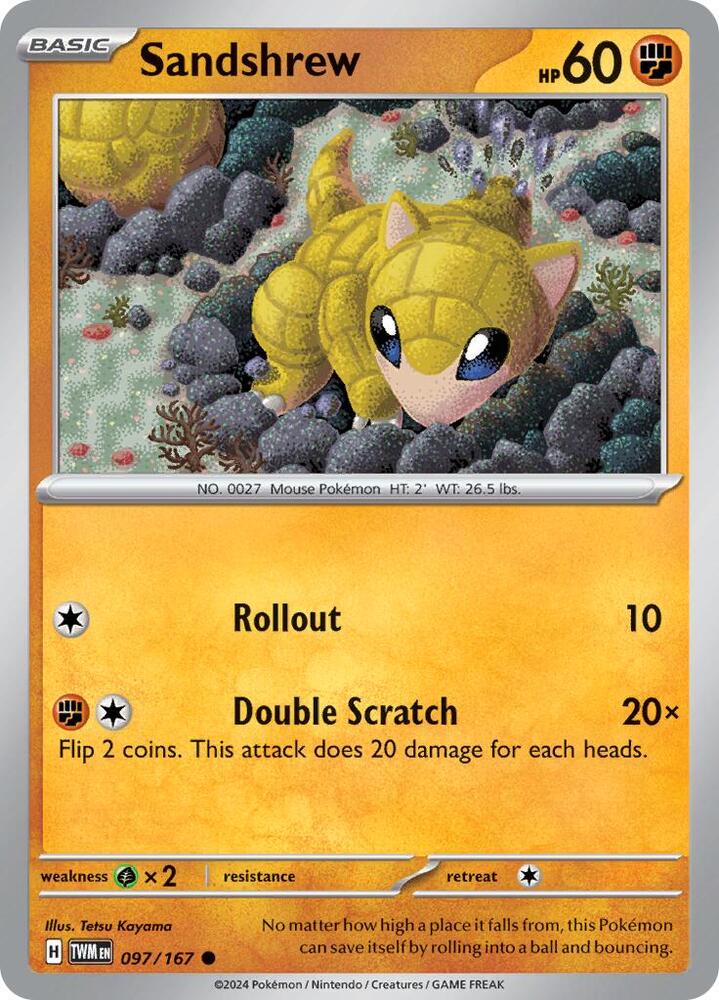 Pokemon - Twilight Masquerade - Sandshrew - 097/167 - Reverse Holofoil
