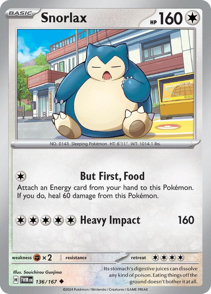 Pokemon - Twilight Masquerade - Snorlax - 136/167 - Reverse Holofoil