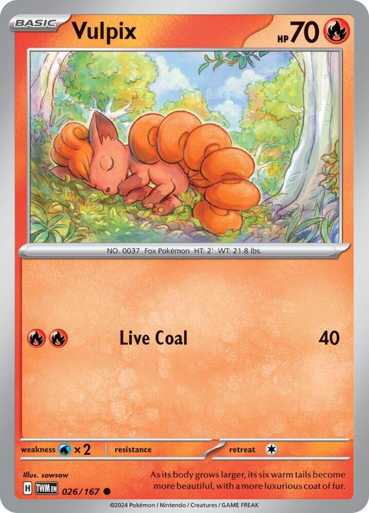 Pokemon - Twilight Masquerade - Vulpix - 026/167 - Reverse Holofoil