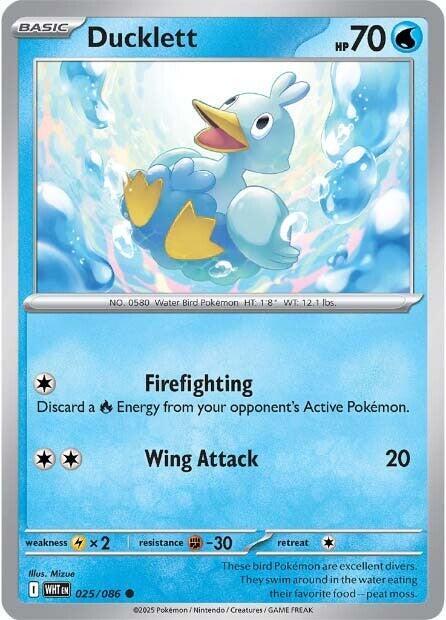 Pokemon - Scarlet & Violet - White Flare - Ducklett - 025/086 - Reverse Holofoil