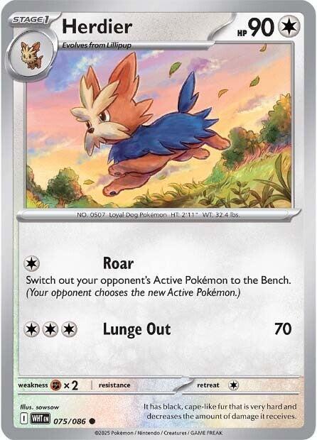 Pokemon - Scarlet & Violet - White Flare - Herdier - 075/086 - Reverse Holofoil