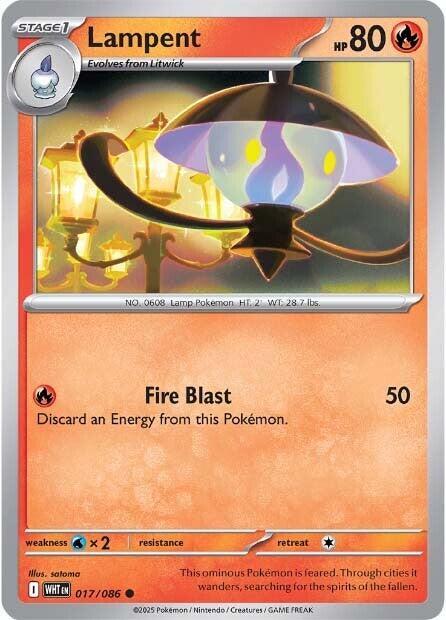 Pokemon - Scarlet & Violet - White Flare - Lampent - 017/086 - Reverse Holofoil