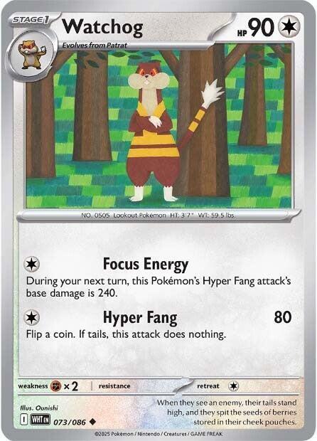 Pokemon - Scarlet & Violet - White Flare - Watchog - 073/086 - Reverse Holofoil
