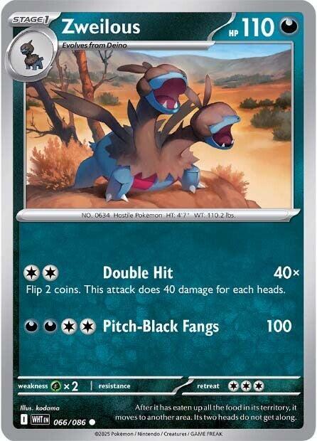 Pokemon - Scarlet & Violet - White Flare - Zweilous - 066/086 - Reverse Holofoil