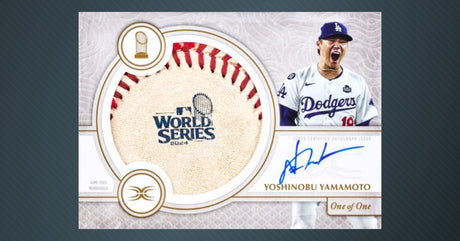 Two premium baseball cards showing Aaron Judge autographed relic card and Shohei Ohtani dual autograph memorabilia card with elegant gold framing