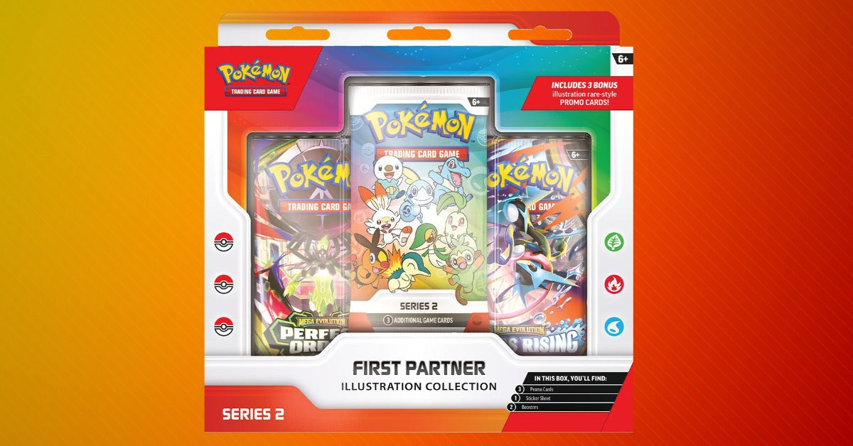 First Partner Illustration Collection Series 2 product packaging showing colorful box design with starter Pokemon artwork and booster packs