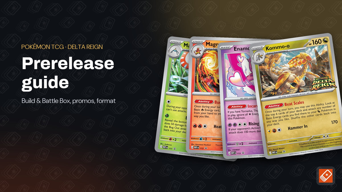 Masquerain, Magmortar, Enamorus and Kommo-o promo cards from the Pokémon TCG Delta Reign Build & Battle Box