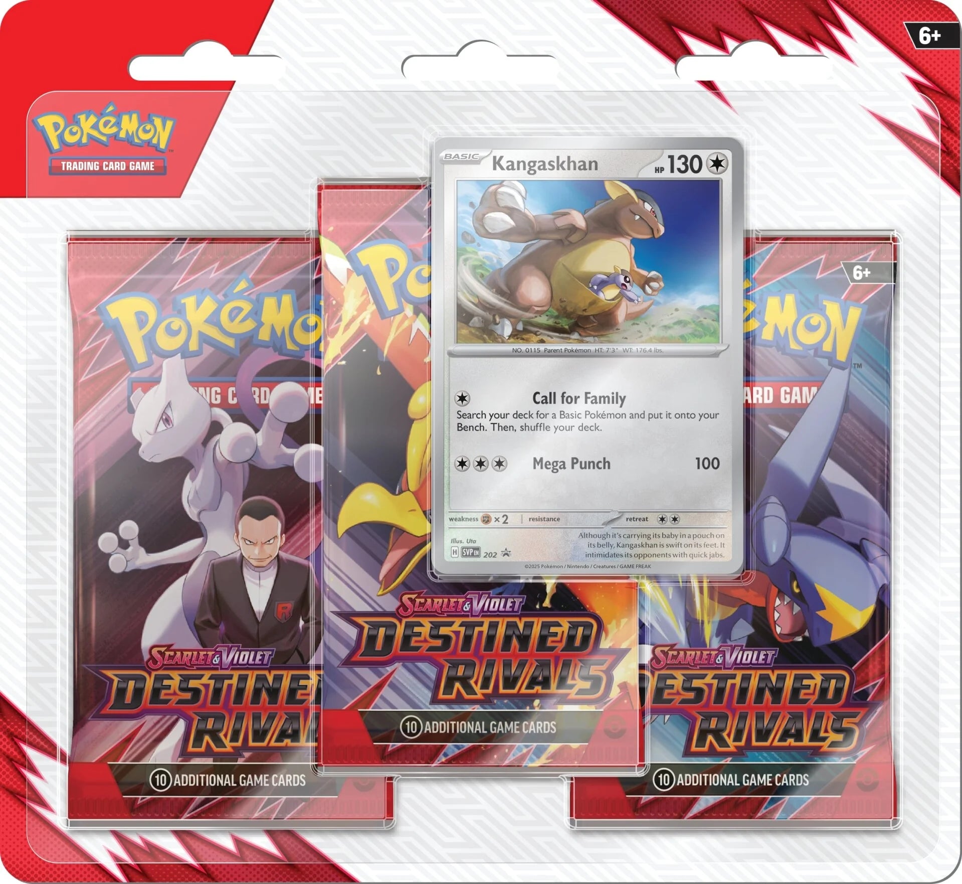 Pokemon TCG: Destined Rivals - 3 Pack Blister - Kangaskhan