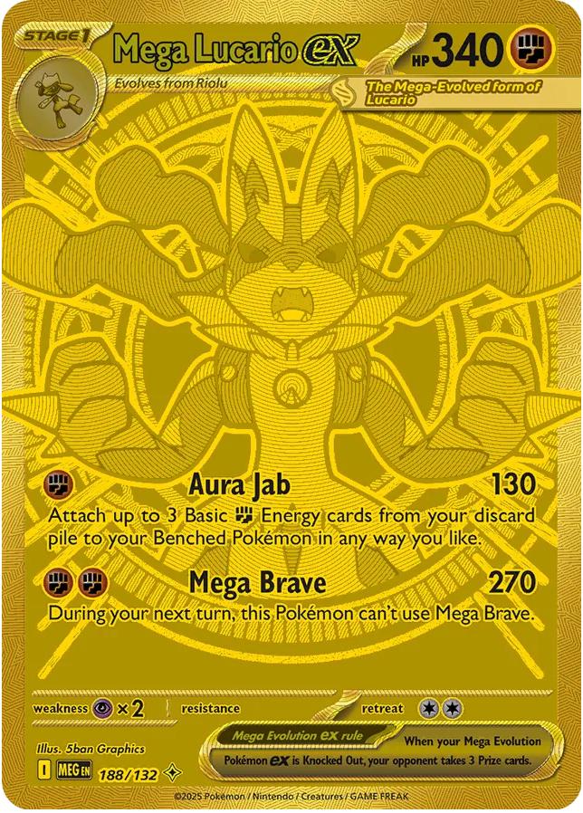 Mega Lucario ex 188/132 Holofoil — Mega Evolution Pokémon card